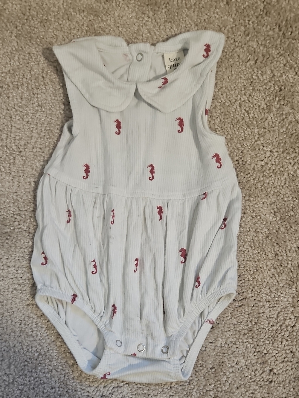 kate quinn White Romper with Pink Seahorse Print size 3-6 months